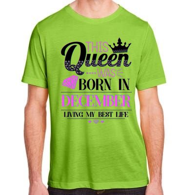 This Queen Was Born In December Living My Best Life Adult ChromaSoft Performance T-Shirt