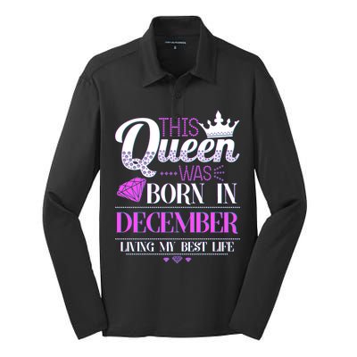 This Queen Was Born In December Living My Best Life Silk Touch Performance Long Sleeve Polo