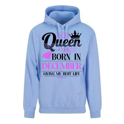 This Queen Was Born In December Living My Best Life Unisex Surf Hoodie