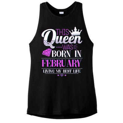 This Queen Was Born In February Living My Best Life Ladies PosiCharge Tri-Blend Wicking Tank