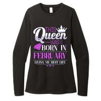 This Queen Was Born In February Living My Best Life Womens CVC Long Sleeve Shirt