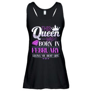 This Queen Was Born In February Living My Best Life Ladies Essential Flowy Tank