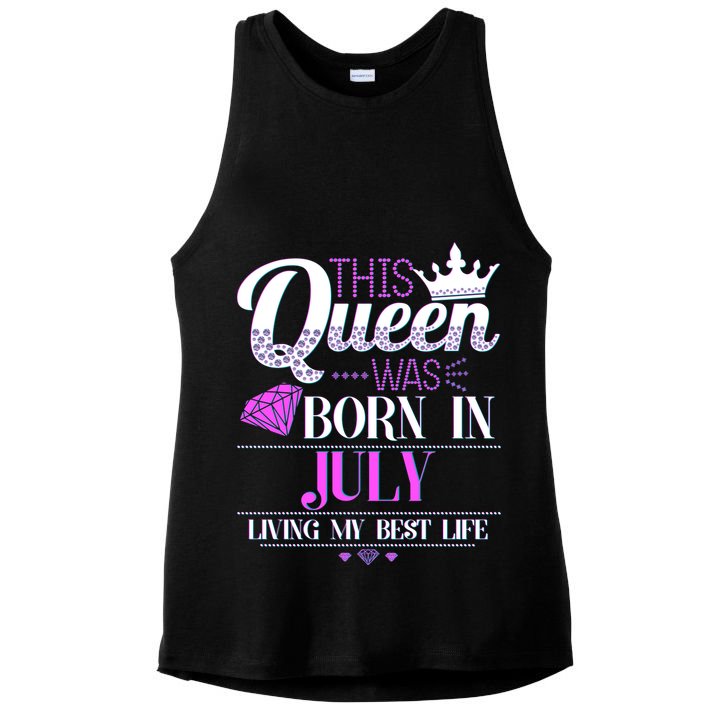This Queen Was Born In July Living My Best Life Ladies PosiCharge Tri-Blend Wicking Tank