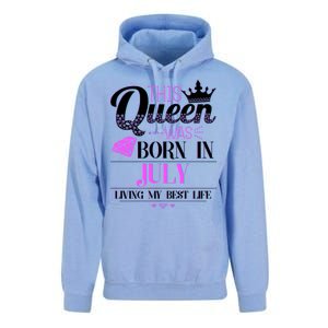 This Queen Was Born In July Living My Best Life Unisex Surf Hoodie