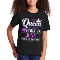 This Queen Was Born In June Living My Best Life Kids T-Shirt