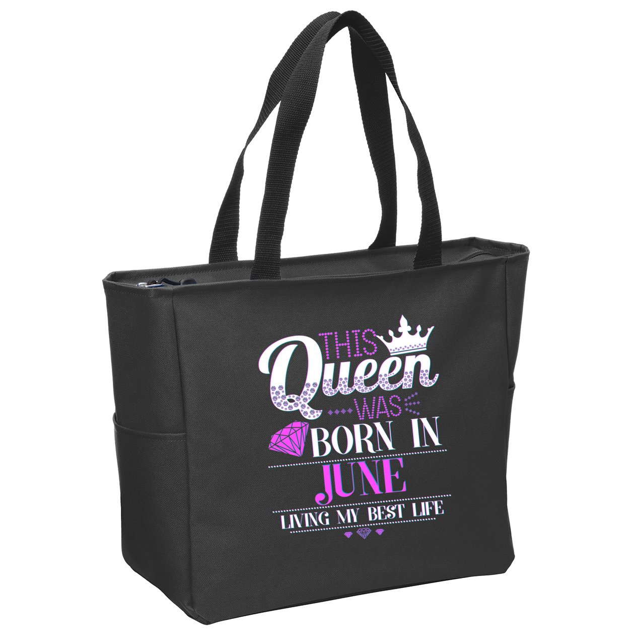 This Queen Was Born In June Living My Best Life Zip Tote Bag