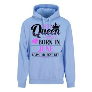 This Queen Was Born In June Living My Best Life Unisex Surf Hoodie