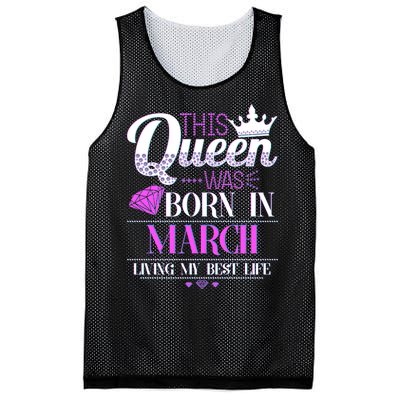 This Queen Was Born In March Living My Best Life Mesh Reversible Basketball Jersey Tank