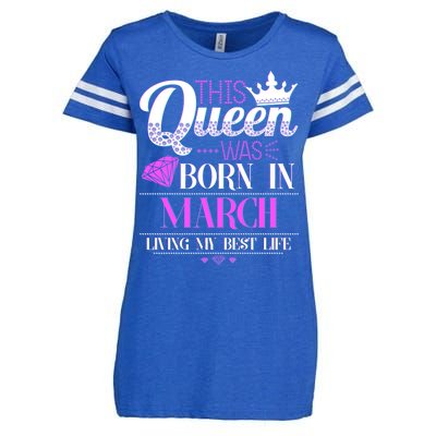 This Queen Was Born In March Living My Best Life Enza Ladies Jersey Football T-Shirt