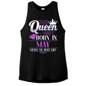 This Queen Was Born In May Living My Best Life Ladies PosiCharge Tri-Blend Wicking Tank