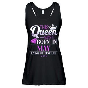 This Queen Was Born In May Living My Best Life Ladies Essential Flowy Tank