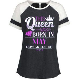 This Queen Was Born In May Living My Best Life Enza Ladies Jersey Colorblock Tee