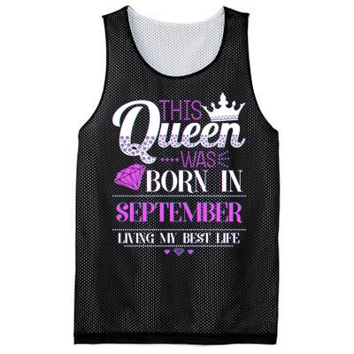 This Queen Was Born In September Living My Best Life Mesh Reversible Basketball Jersey Tank