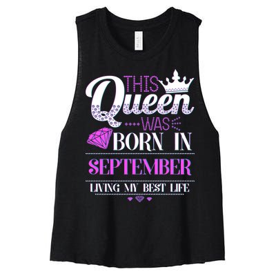 This Queen Was Born In September Living My Best Life Women's Racerback Cropped Tank