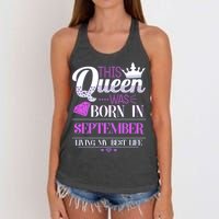 This Queen Was Born In September Living My Best Life Women's Knotted Racerback Tank