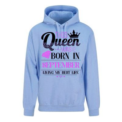 This Queen Was Born In September Living My Best Life Unisex Surf Hoodie