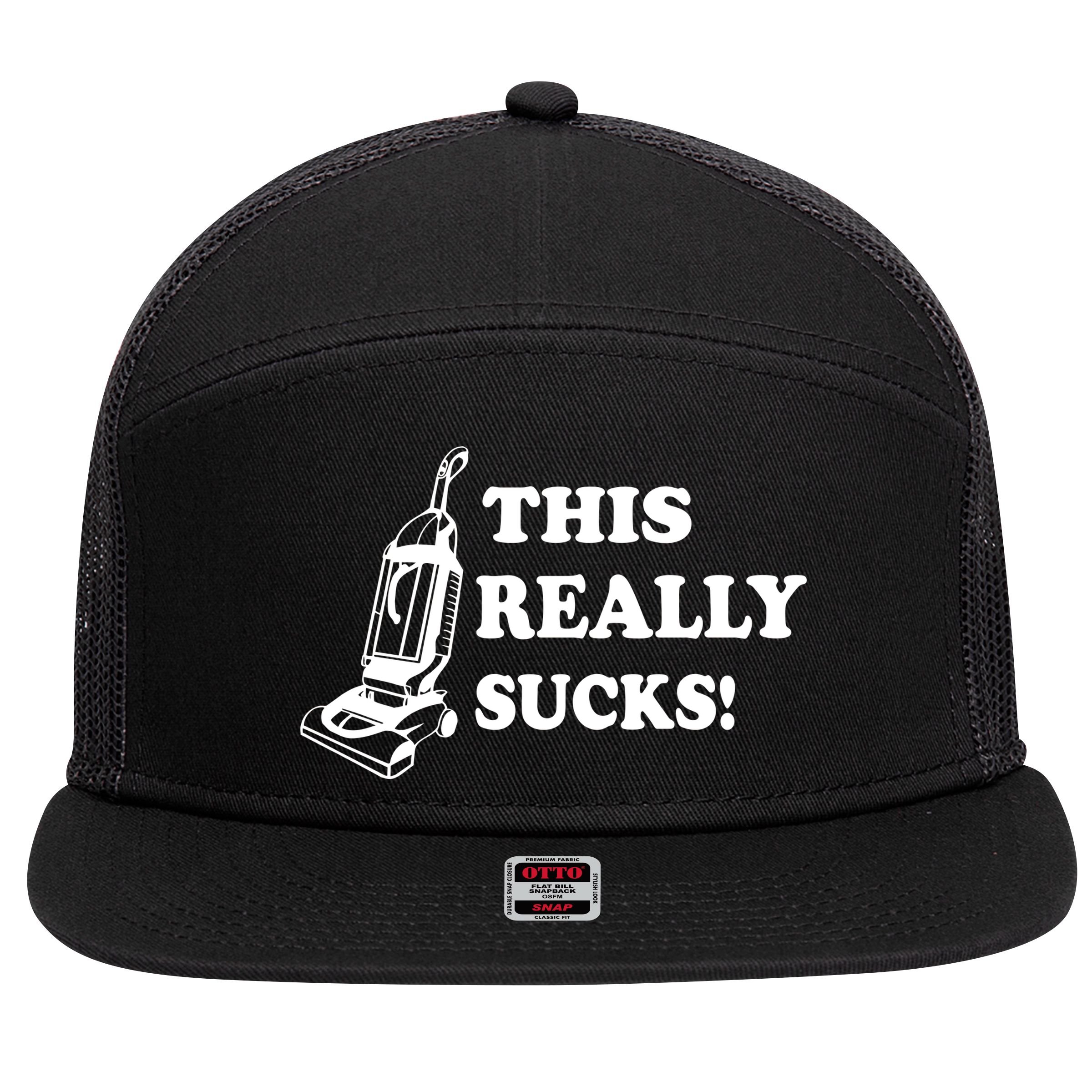 This Really Sucks 7 Panel Mesh Trucker Snapback Hat