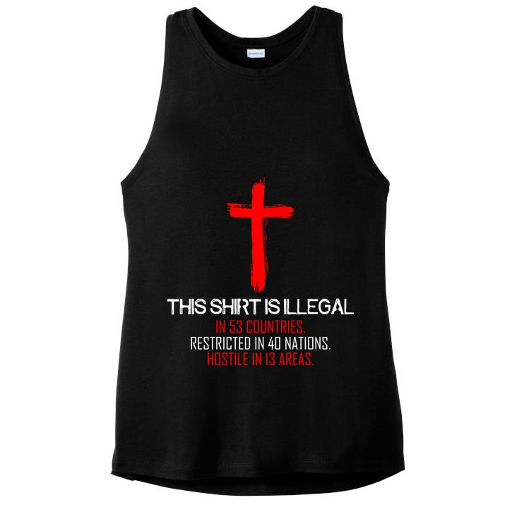 This Shirt is Illegal Restricted Hostile - Faith In Jesus Christ Cross Ladies PosiCharge Tri-Blend Wicking Tank