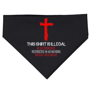 This Shirt is Illegal Restricted Hostile - Faith In Jesus Christ Cross USA-Made Doggie Bandana