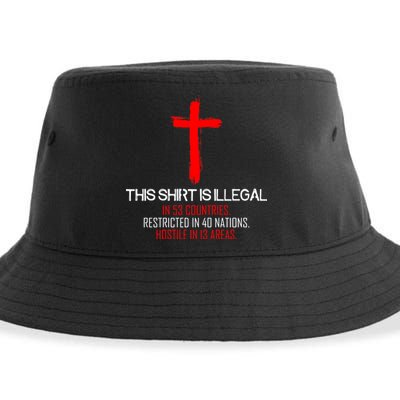 This Shirt is Illegal Restricted Hostile - Faith In Jesus Christ Cross Sustainable Bucket Hat