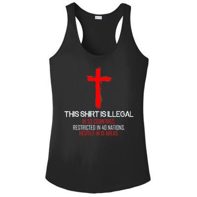 This Shirt is Illegal Restricted Hostile - Faith In Jesus Christ Cross Ladies PosiCharge Competitor Racerback Tank