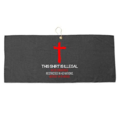 This Shirt is Illegal Restricted Hostile - Faith In Jesus Christ Cross Large Microfiber Waffle Golf Towel