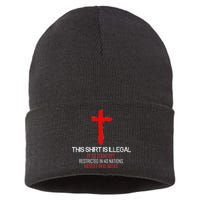 This Shirt is Illegal Restricted Hostile - Faith In Jesus Christ Cross Sustainable Knit Beanie