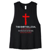 This Shirt is Illegal Restricted Hostile - Faith In Jesus Christ Cross Women's Racerback Cropped Tank