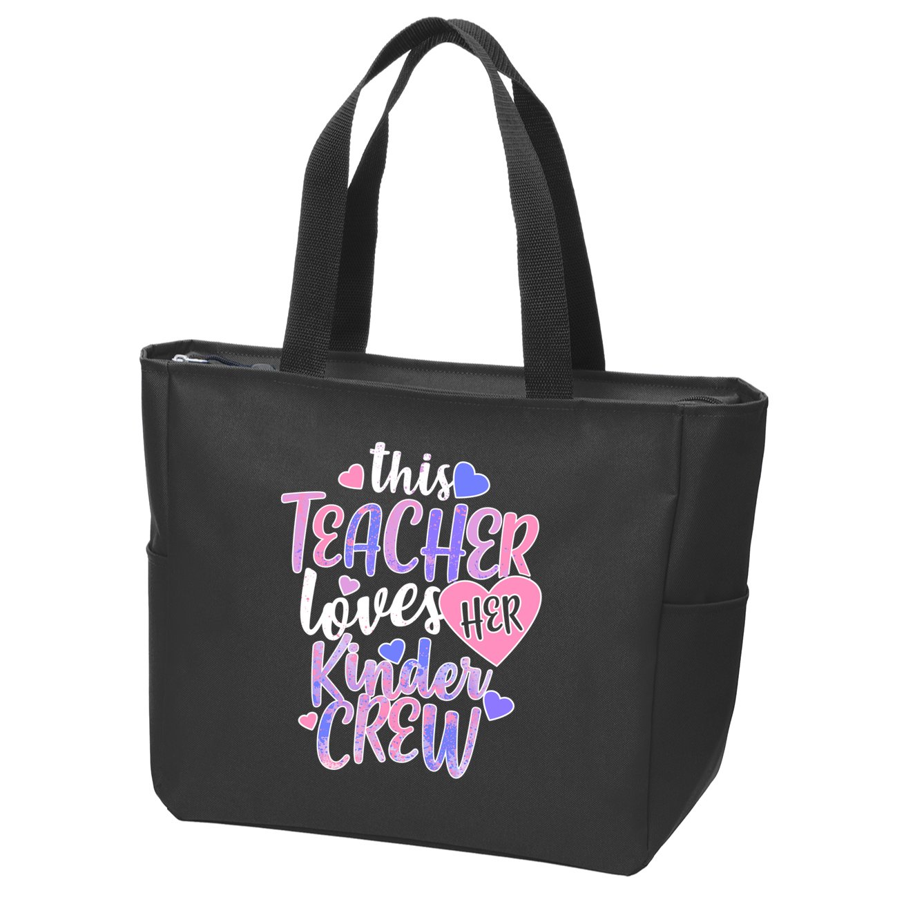 This Teacher Loves Her Kinder Crew Zip Tote Bag
