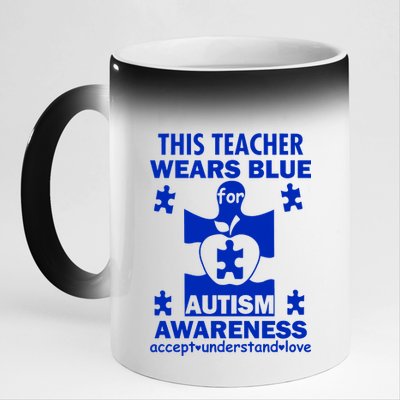 This Teacher Wears Blue Autism Awareness 11oz Black Color Changing Mug