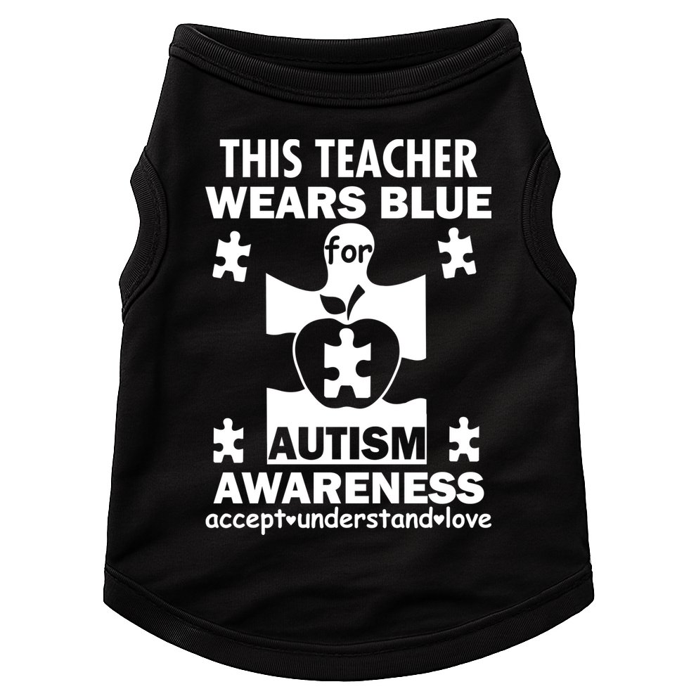 This Teacher Wears Blue Autism Awareness Doggie Tank