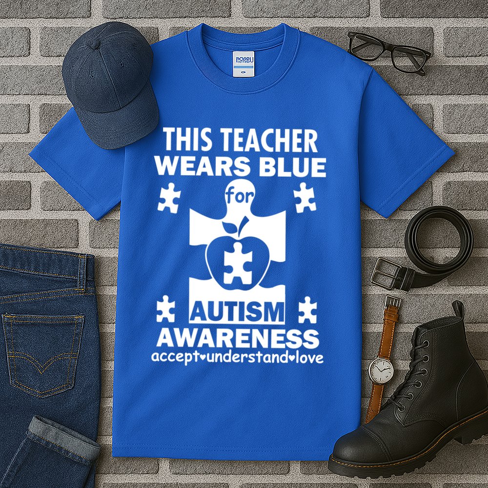 This Teacher Wears Blue Autism Awareness Tall T-Shirt