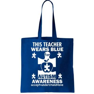 This Teacher Wears Blue Autism Awareness Tote Bag