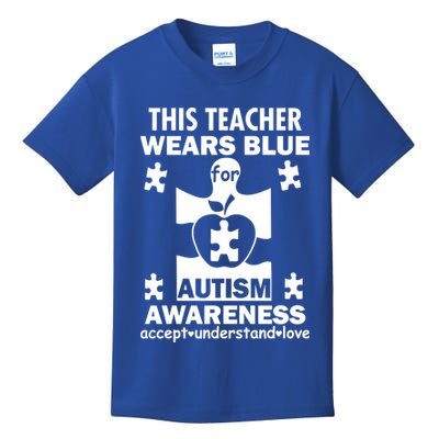 This Teacher Wears Blue Autism Awareness Kids T-Shirt
