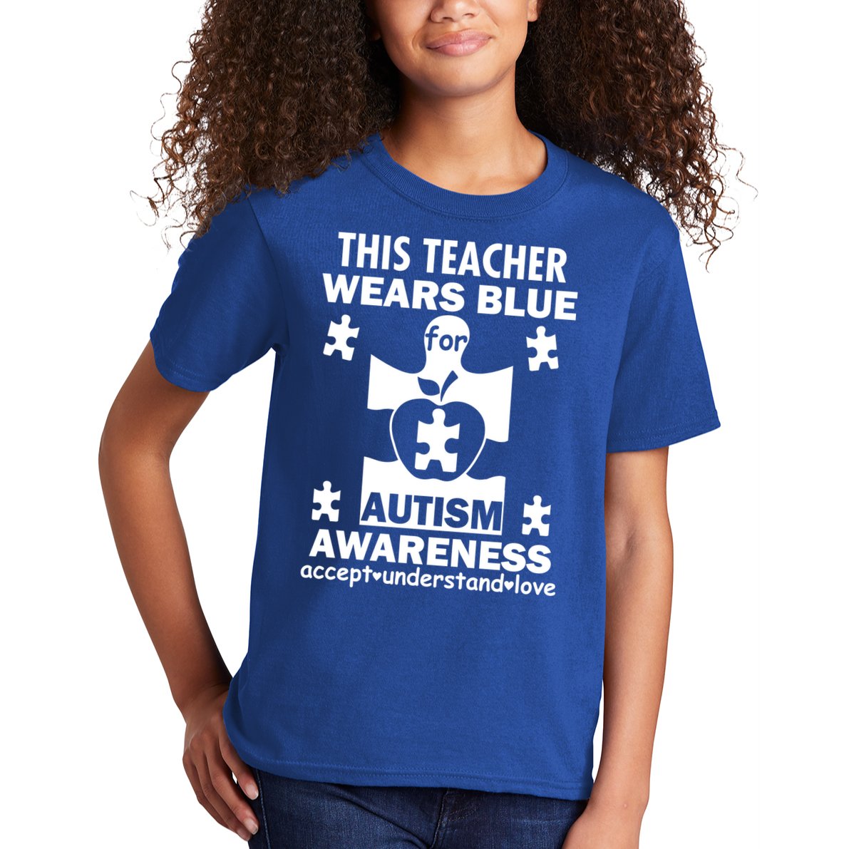 This Teacher Wears Blue Autism Awareness Kids T-Shirt