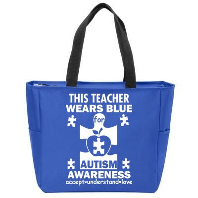 This Teacher Wears Blue Autism Awareness Zip Tote Bag