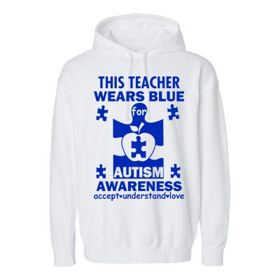 This Teacher Wears Blue Autism Awareness Garment-Dyed Fleece Hoodie