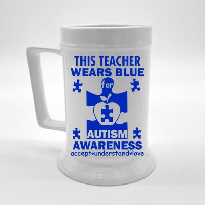 This Teacher Wears Blue Autism Awareness Beer Stein