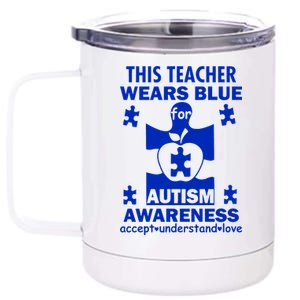 This Teacher Wears Blue Autism Awareness 12 oz Stainless Steel Tumbler Cup