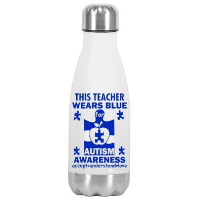 This Teacher Wears Blue Autism Awareness Stainless Steel Insulated Water Bottle