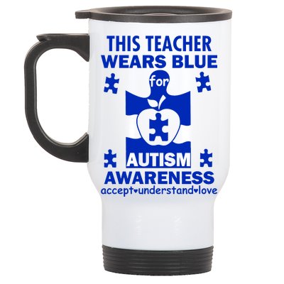 This Teacher Wears Blue Autism Awareness Stainless Steel Travel Mug