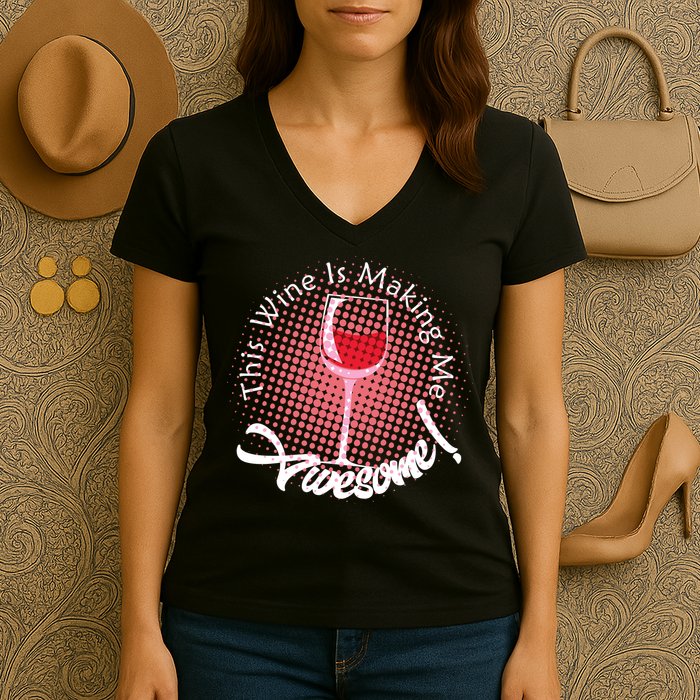 This Wine Is Making Me Awesome Women's V-Neck T-Shirt