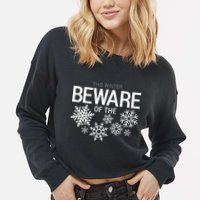 This Winter: Beware Of The Snowflakes Cropped Pullover Crew