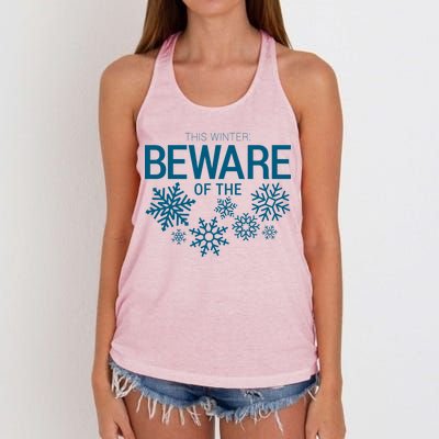 This Winter: Beware Of The Snowflakes Women's Knotted Racerback Tank