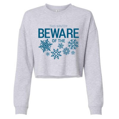 This Winter: Beware Of The Snowflakes Cropped Pullover Crew