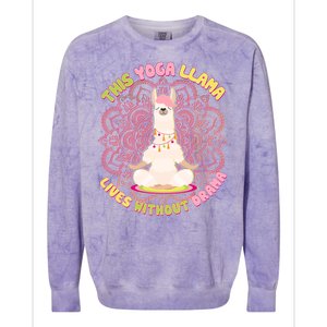 This Yoga Llama Lives Without Drama Colorblast Crewneck Sweatshirt