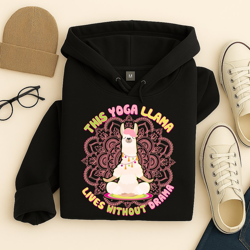 This Yoga Llama Lives Without Drama Hoodie