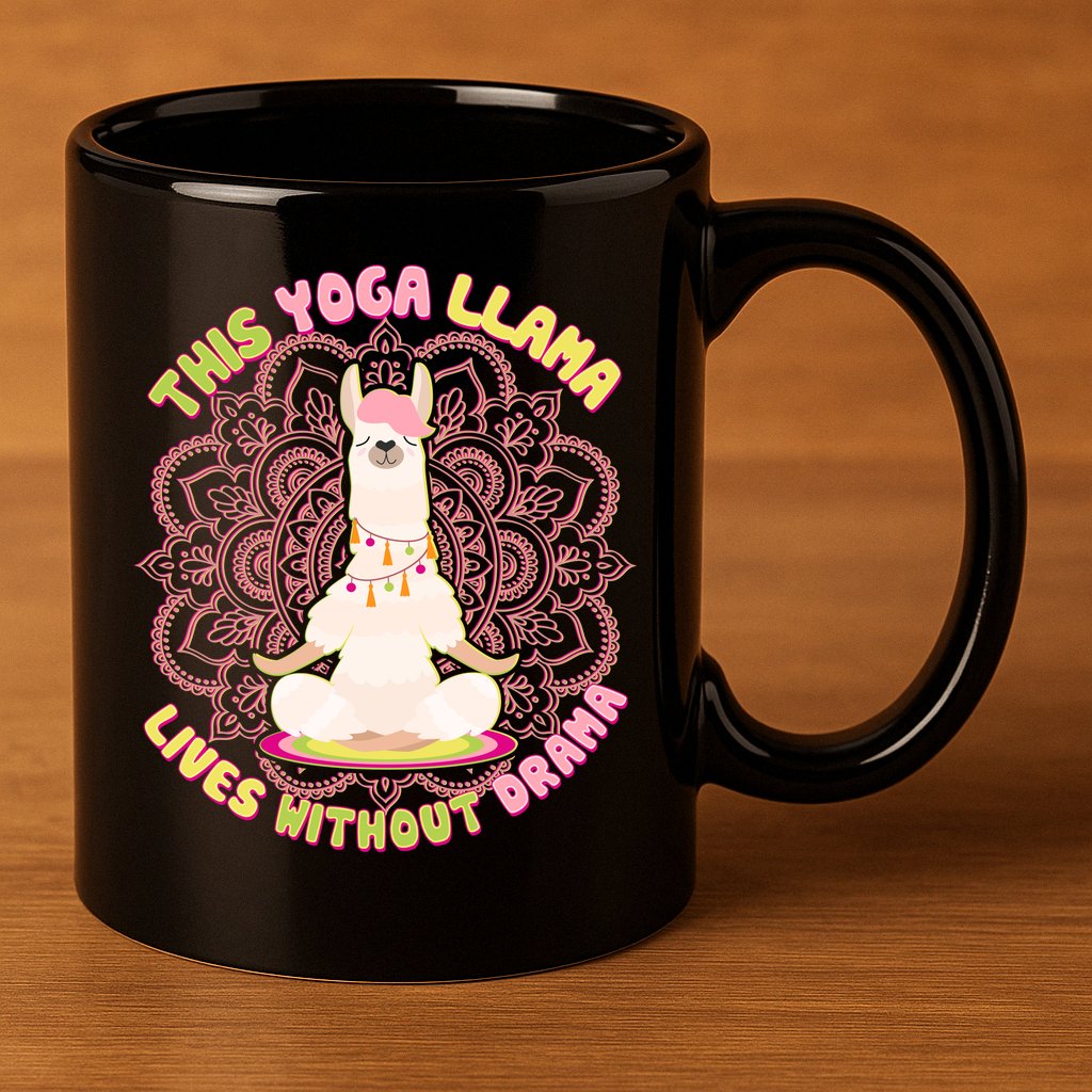 This Yoga Llama Lives Without Drama 11oz C Handle Ceramic Mug
