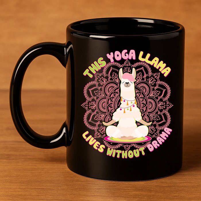This Yoga Llama Lives Without Drama 11oz C Handle Ceramic Mug