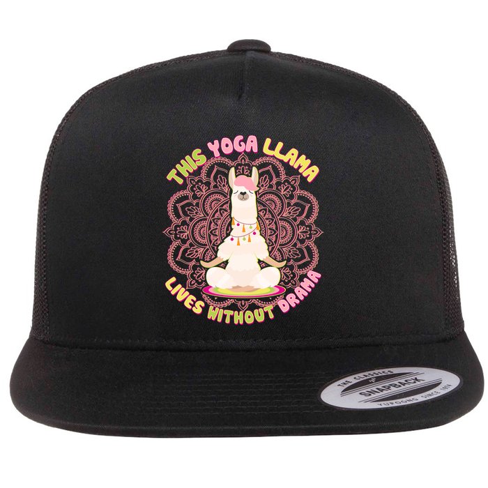 This Yoga Llama Lives Without Drama Flatbill Hat